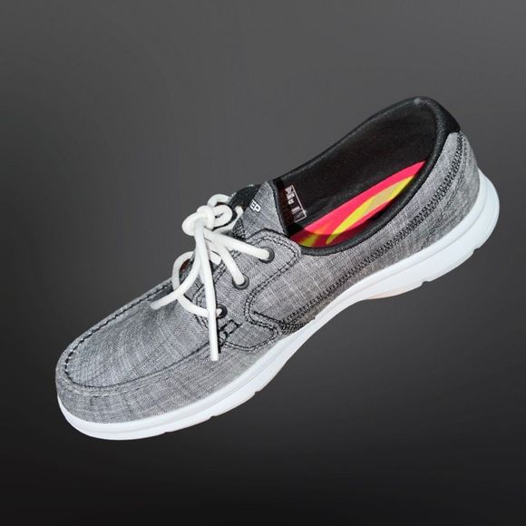 Skechers GOwalk Lite Isla Boat Shoe Gray Size 8 - Picture 1 of 5